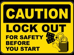 Caution Lockout For Safety Sign