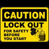 Caution Lockout For Safety Sign